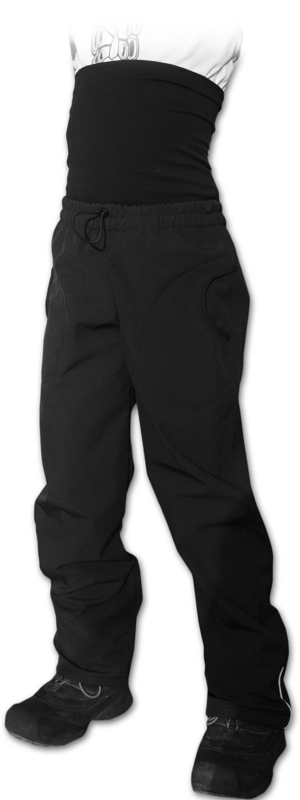 Softshell trousers for kids with high belly belt