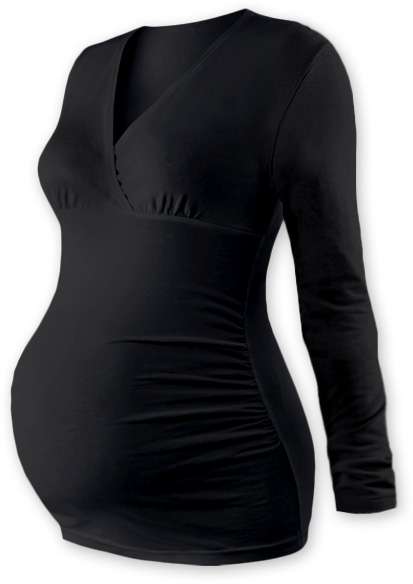 Těhotenská tunika Barbora, dlouhý rukáv, černá