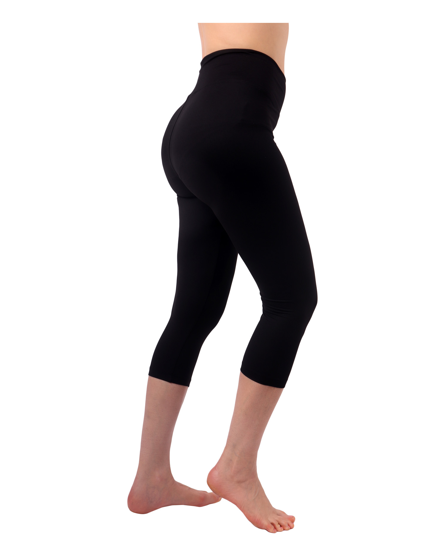 Women's 3/4 leggings with high waist, black
