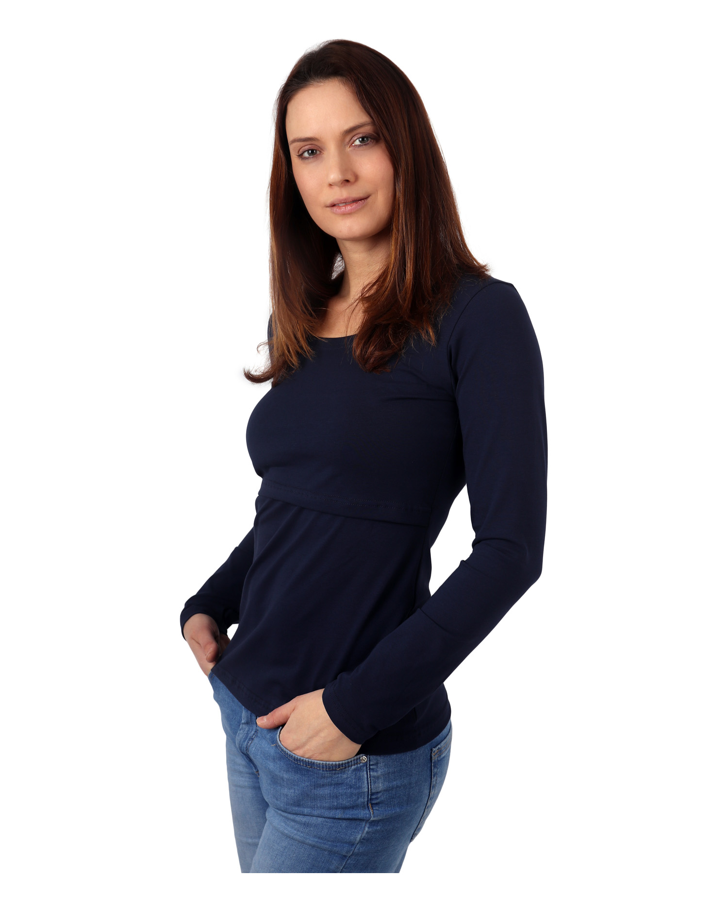 Breast-feeding T-shirt Katerina, long sleeves, DARK BLUE