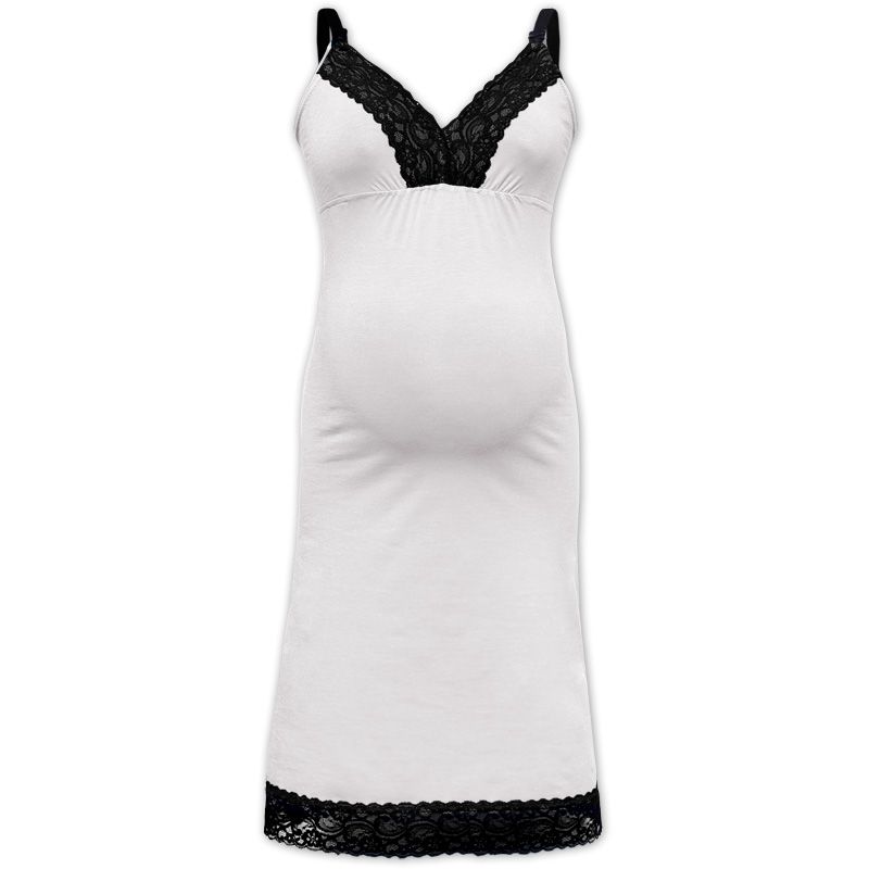 Nightdress with lace, for pregnant and breast-feeding women Jana, cream