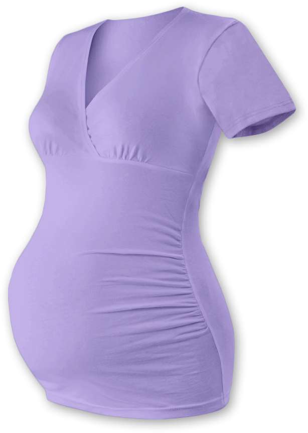 Tehotenská tunika Barbora, krátky rukáv, fialová levanduľová