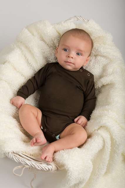 Baby bodysuit onesie, chocolate brown