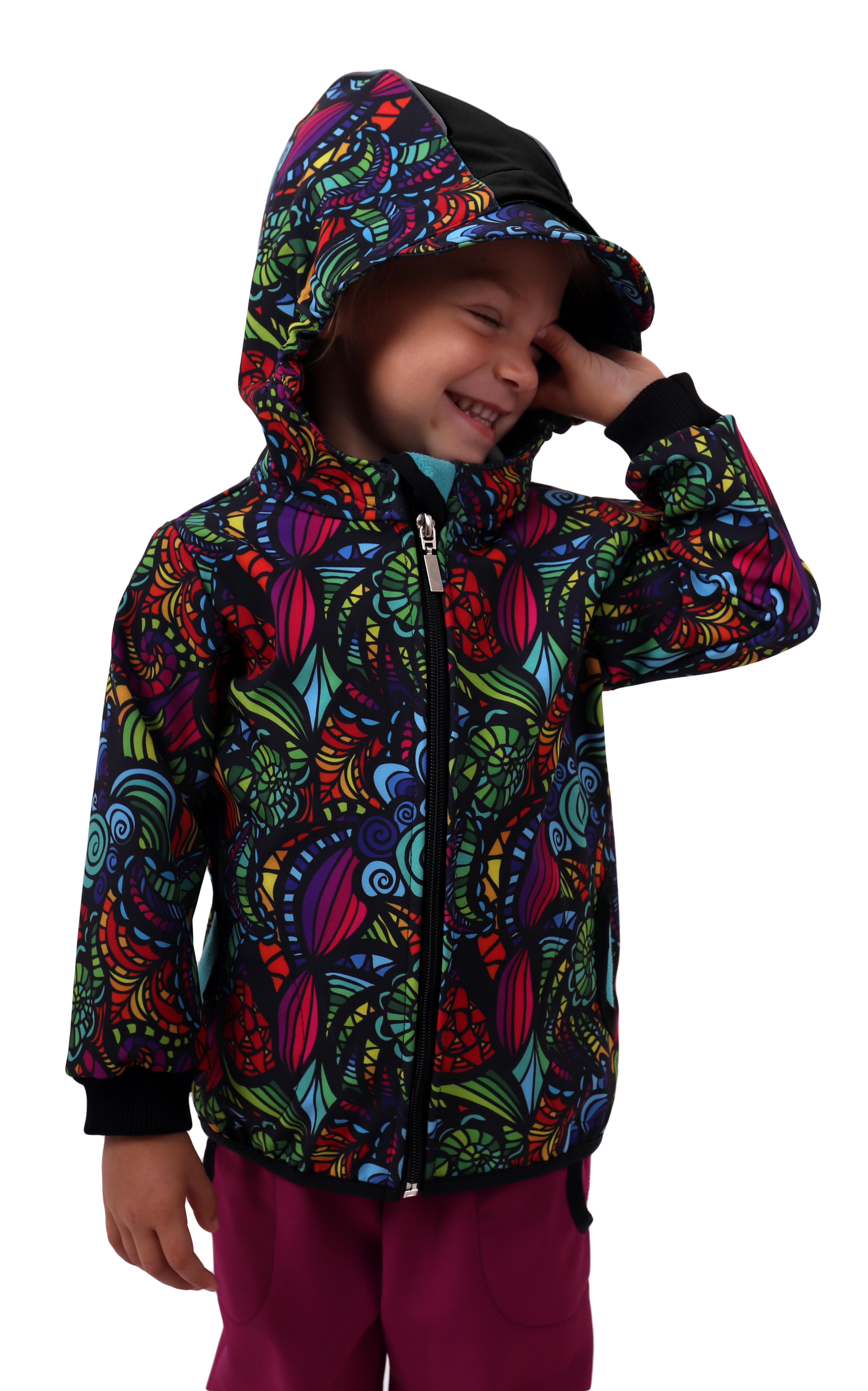 Children´s softshell jacket, snails multi-coloured, Collection 2020