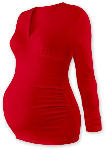Těhotenská tunika Barbora, dlouhý rukáv, červená