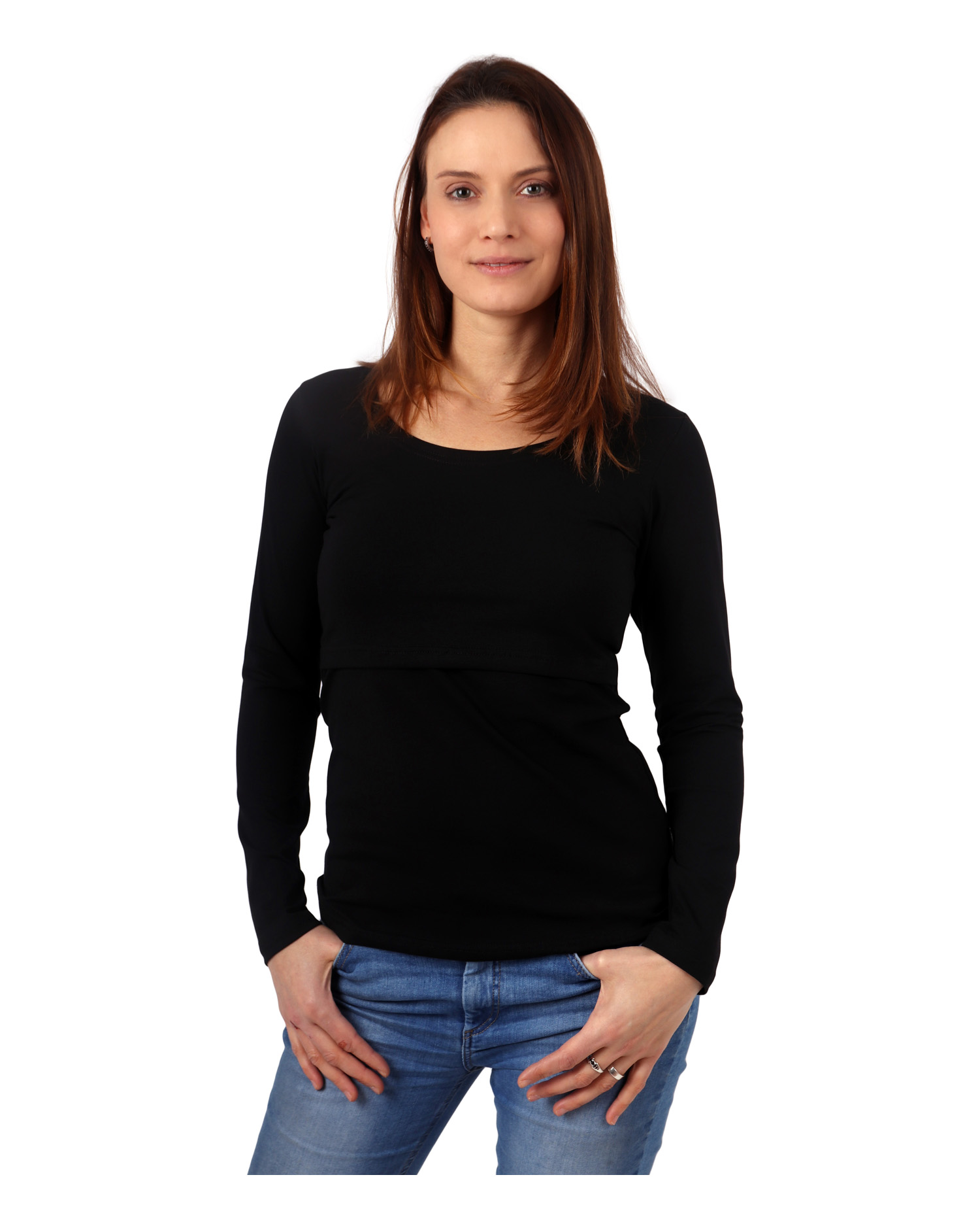Breast-feeding T-shirt Katerina, long sleeves, BLACK