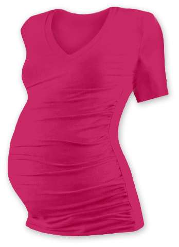 Těhotenské tričko Vanda, krátký rukáv, sytě růžové