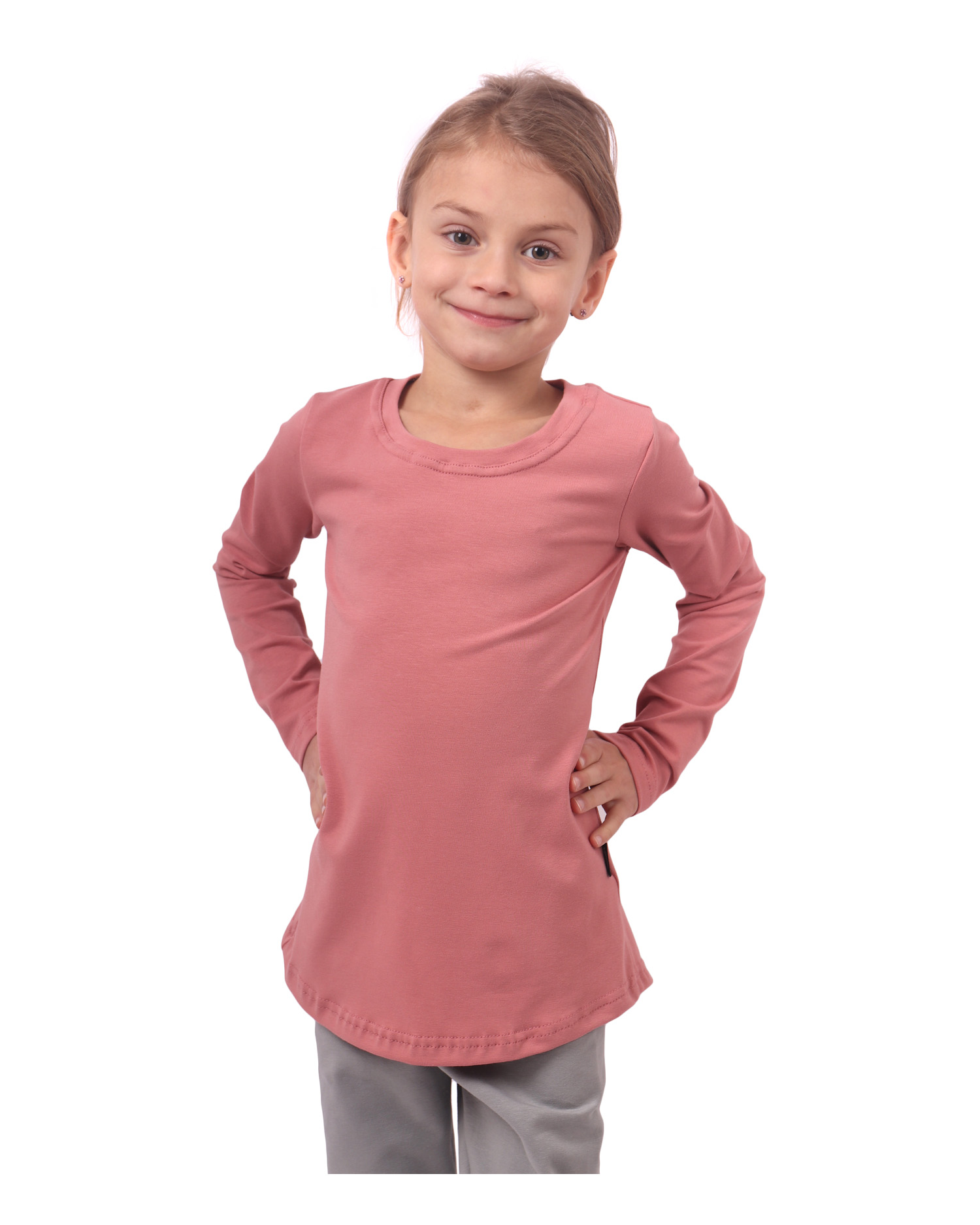 Girl's T-shirt, long sleeve, old pink
