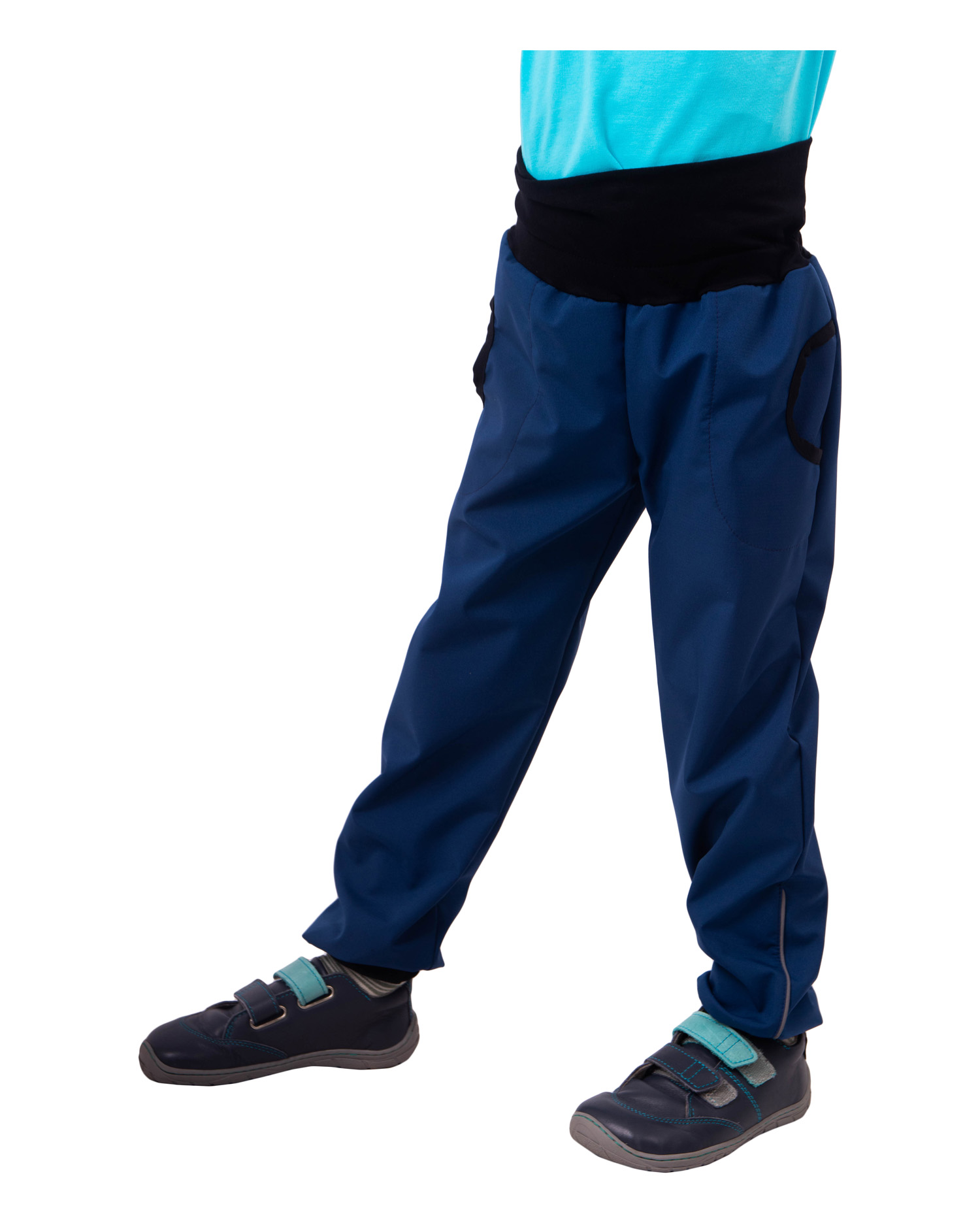 Jarné / letné detské softshellové nohavice, modré