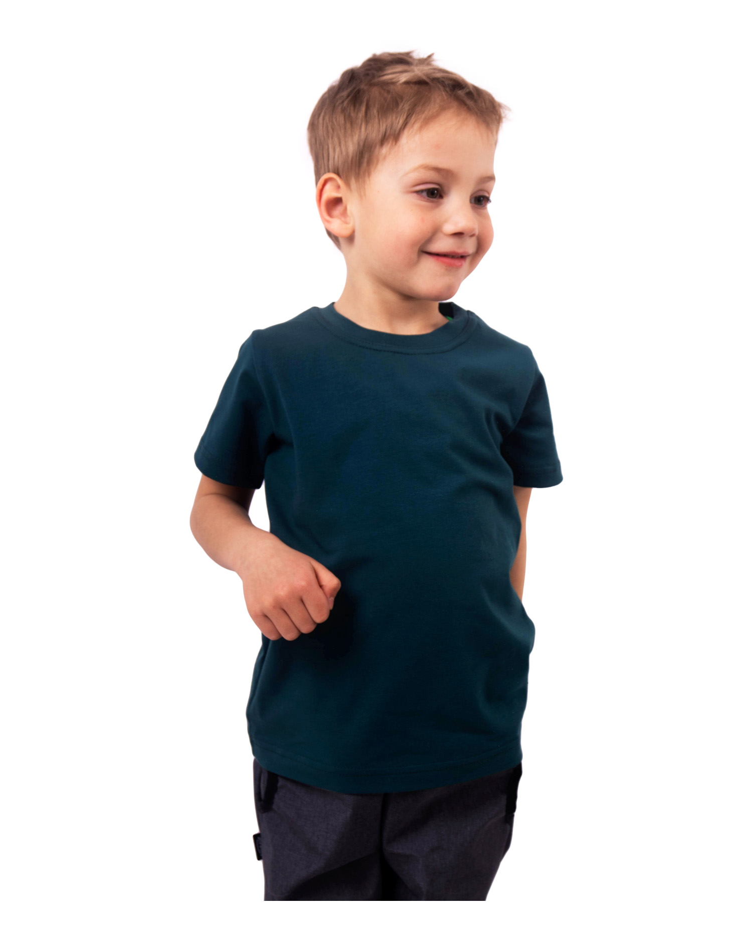 Kinder-T-Shirt, Kurzarm, Flaschengrün