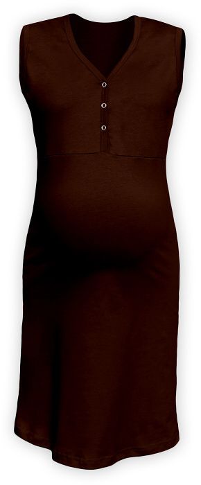 Maternity and breastfeeding nightdress with snap-button neckline Cecilie, CHOCOLATE BROWN