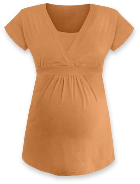 Tehotenská tunika (aj na dojčenie) Anička, krátky rukáv, oranžová