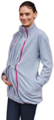 Babywearing fleece hooded sweatshirt Nora, grey melange M/L