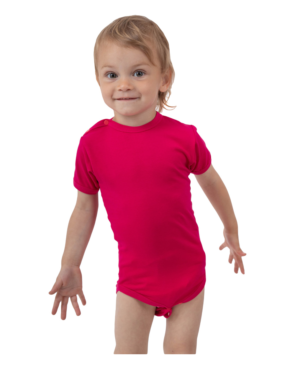 Baby cotton onesies with short sleeves, magenta