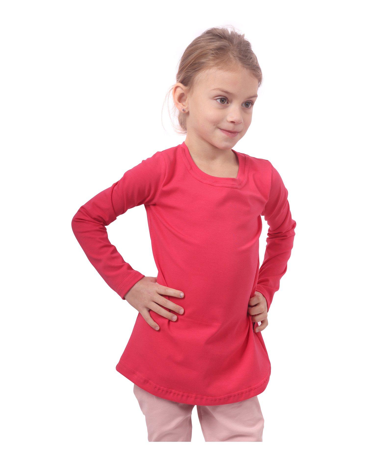 Dievčenské tričko, dlhý rukáv, lososovo ružové