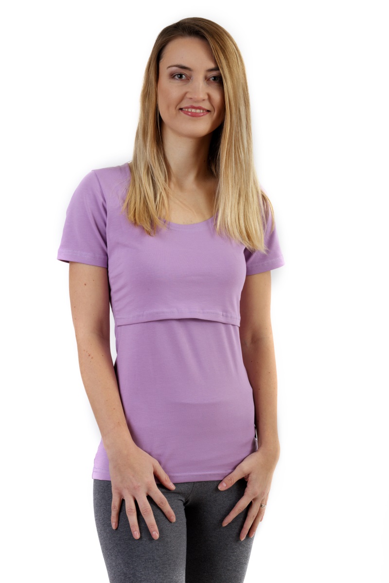 Breast-feeding T-shirt Katerina, short sleeves, LAVENDER