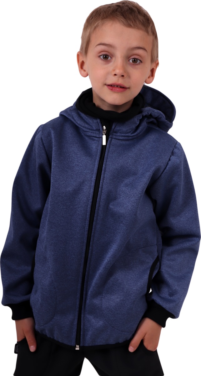 Detská softshellová bunda, tmavomodrý melír, Kolekcia 2020