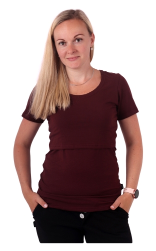 Breast-feeding T-shirt Katerina, short sleeves, BORDO XS/S