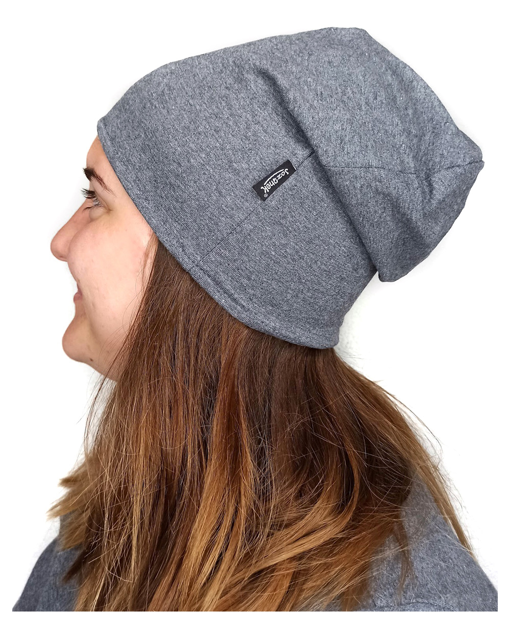 Women´s cotton cap, double-sided, black+ dark grey melange