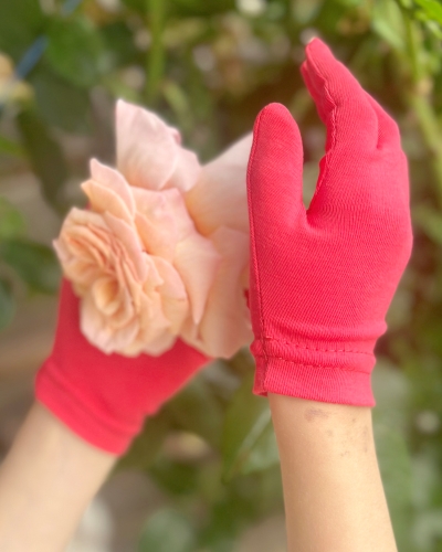 Dětské bavlněné rukavice, lososově růžové
