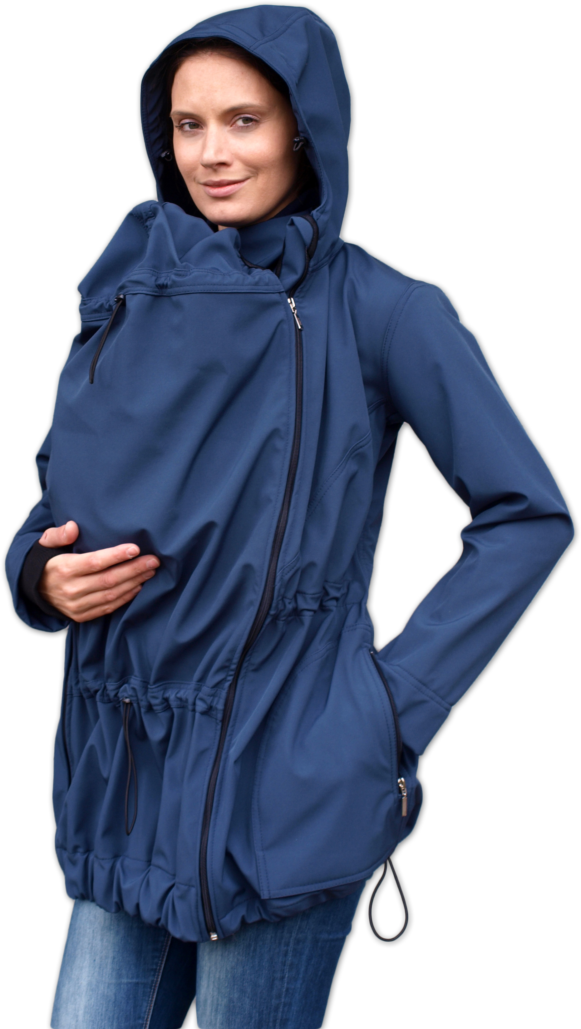 Softshellová bunda na nosenie detí Pavla + TEHOTENSKÁ VSADKA, tmavo modrá