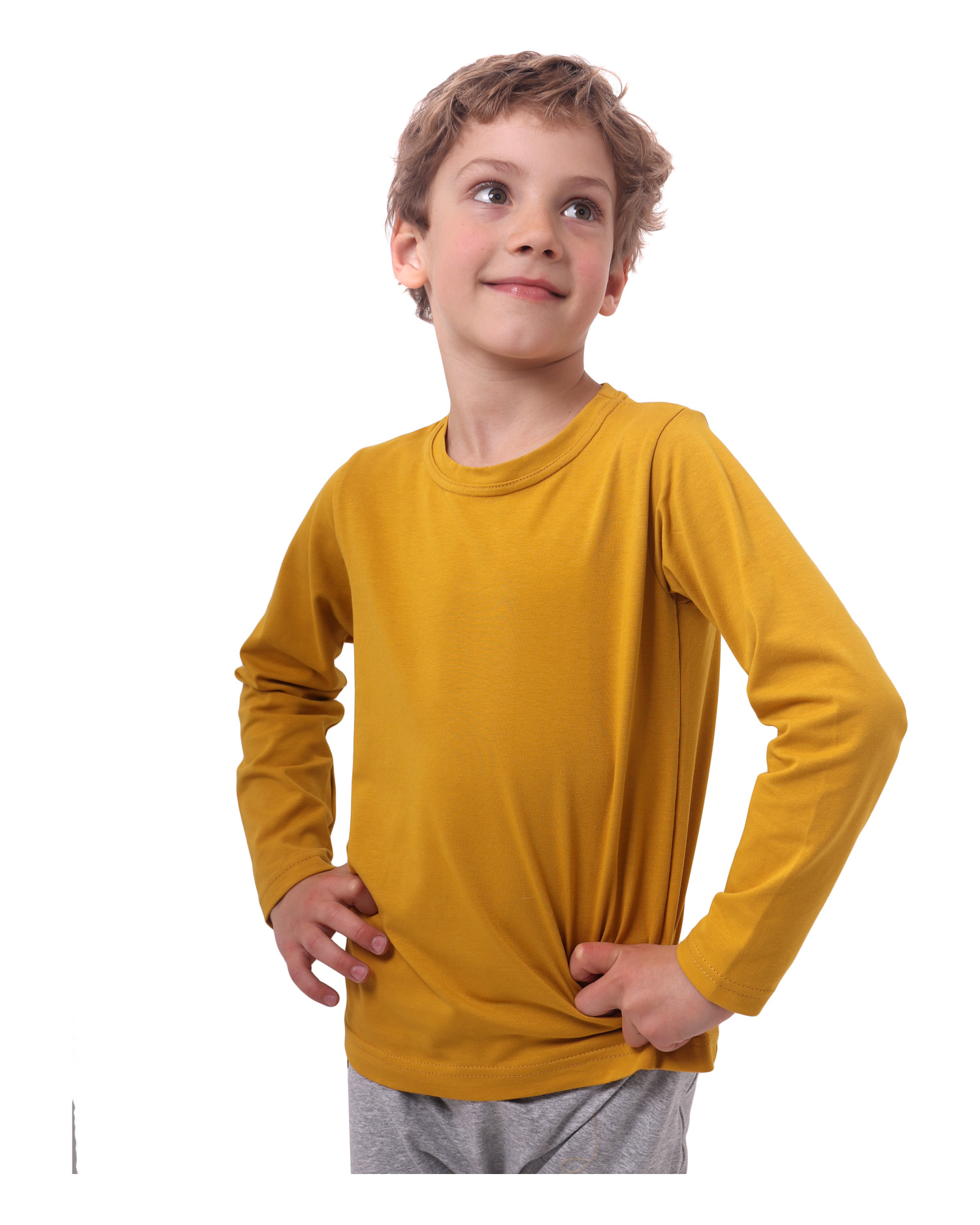 Children's T-shirt, long sleeve, mustard
