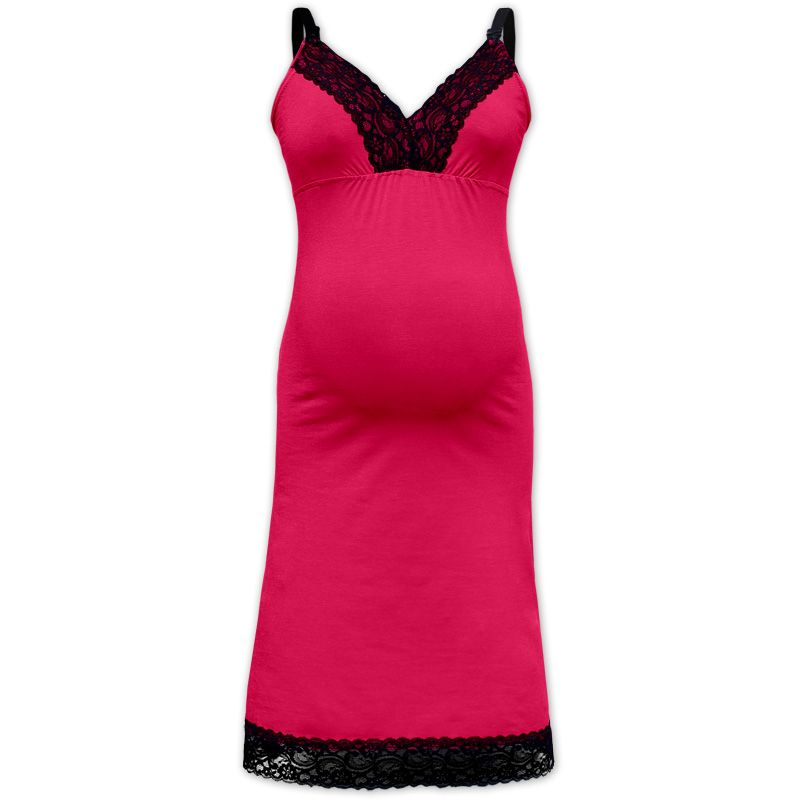 Nightdress with lace, for pregnant and breast-feeding women Jana, DARK PINK