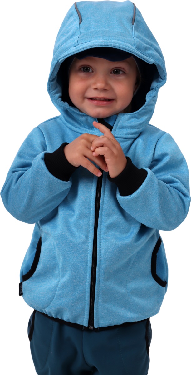 Dětská softshellová bunda, světle modrý melír, STARŠÍ KOLEKCE