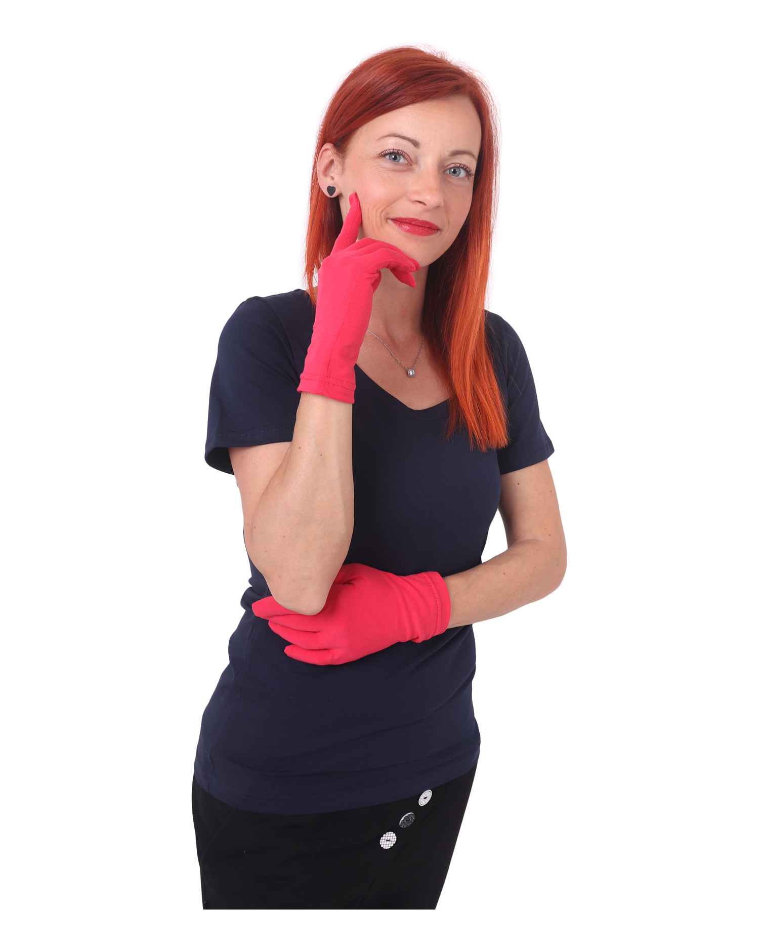 Lososově růžové dámské bavlněné rukavice, i pro atopiky