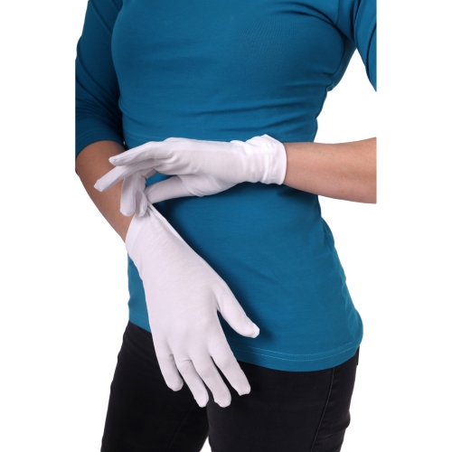 Cotton women´s gloves, white