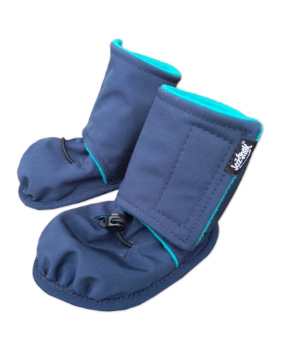 Zimné topánočky softshell + fleece, tmavo modrá / tyrkys