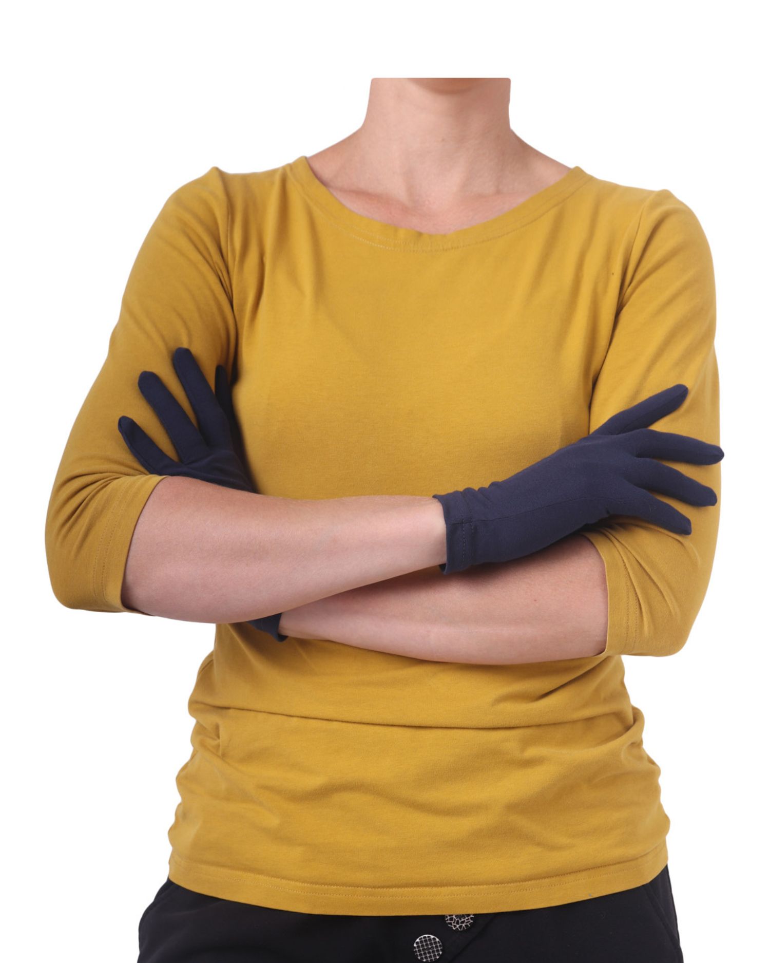 Cotton women´s gloves, dark blue