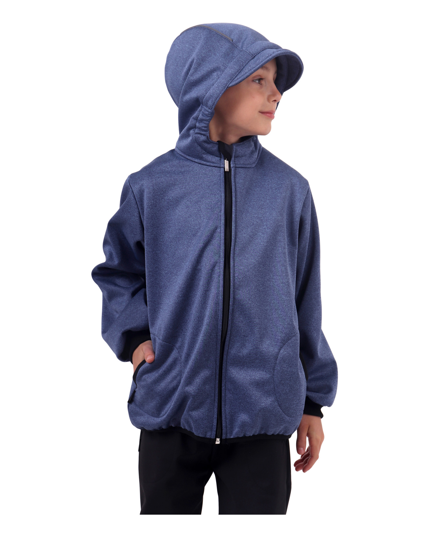 Dětská softshellová bunda, tmavě modrý melír