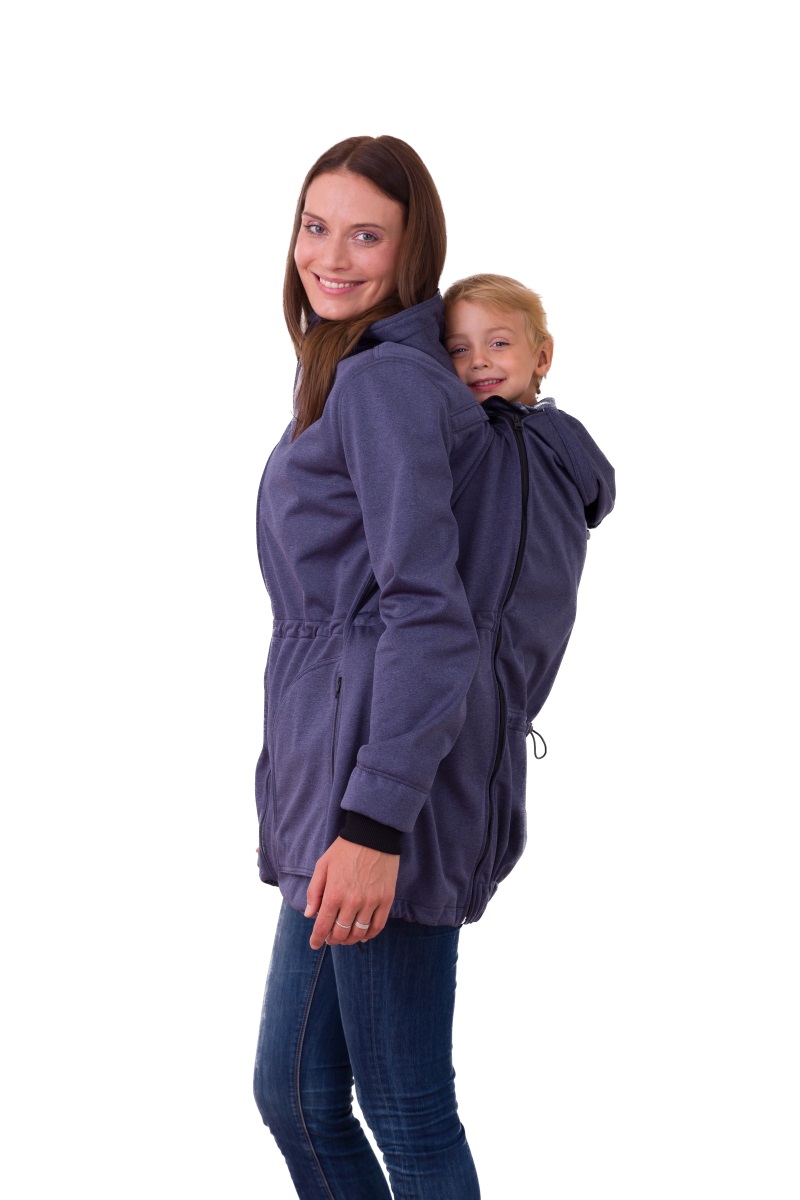 ALICE- babywearing softshell jacket (front/back use), DARK BLUE MELANGE