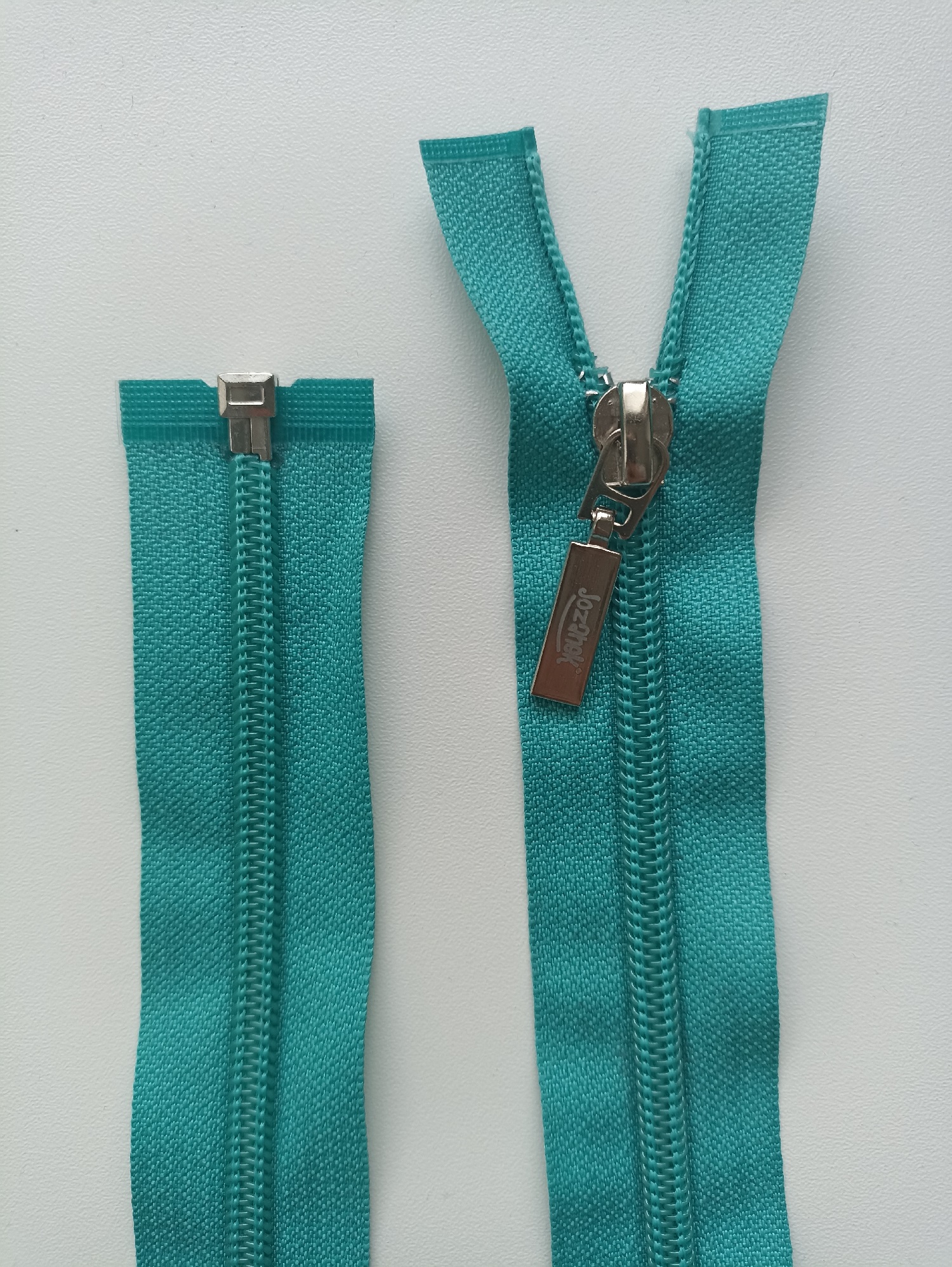 Spiral zipper 6mm with silver slider, turquoise, DIFFERENT LENGTHS
