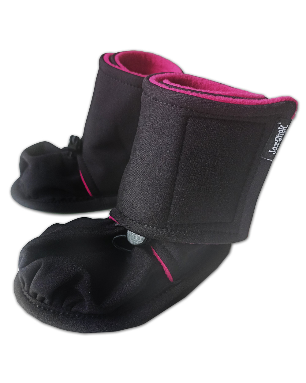 Zimné topánočky softshell + fleece, čierna / sýto ružová