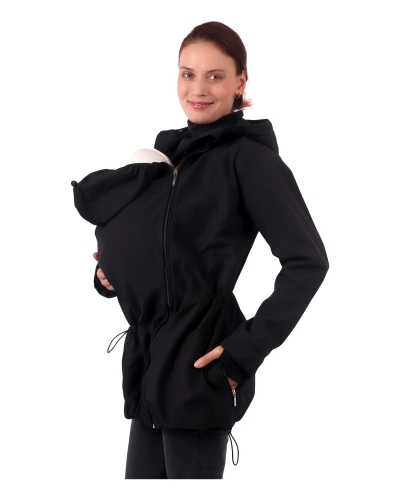 Maternity and babywearing softshell jacket Pavla 2 ( front babywearing only ), black S/M