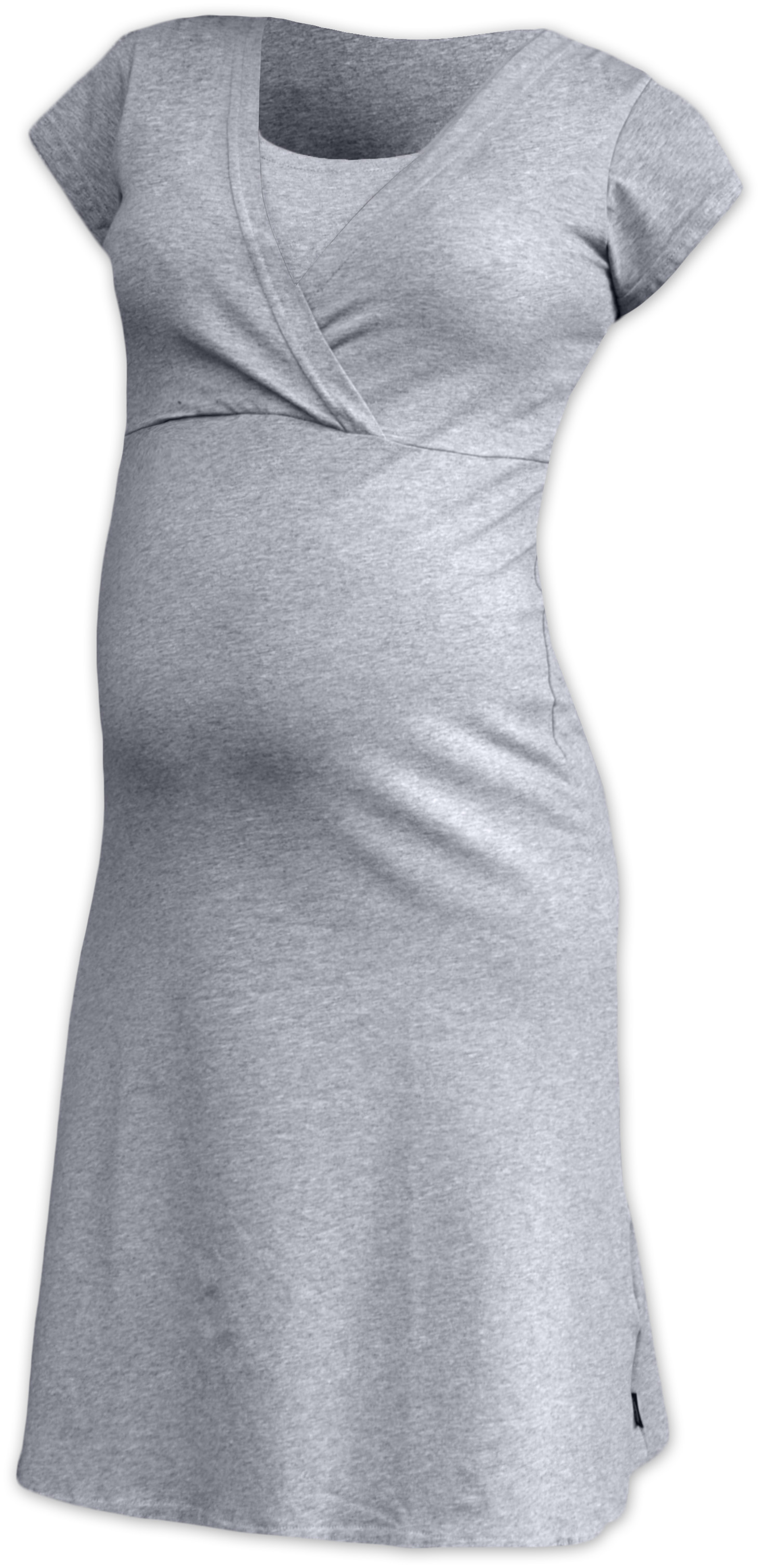 Nočná košeľa na dojčenie Eva, krátky rukáv, sivý melír