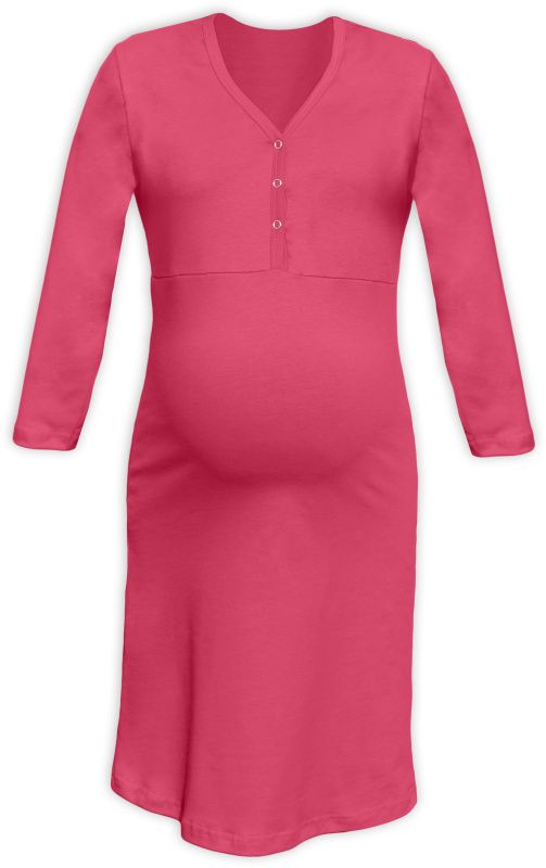 Maternity and breastfeeding nightdress with snap-button neckline Cecilie, SALMON PINK