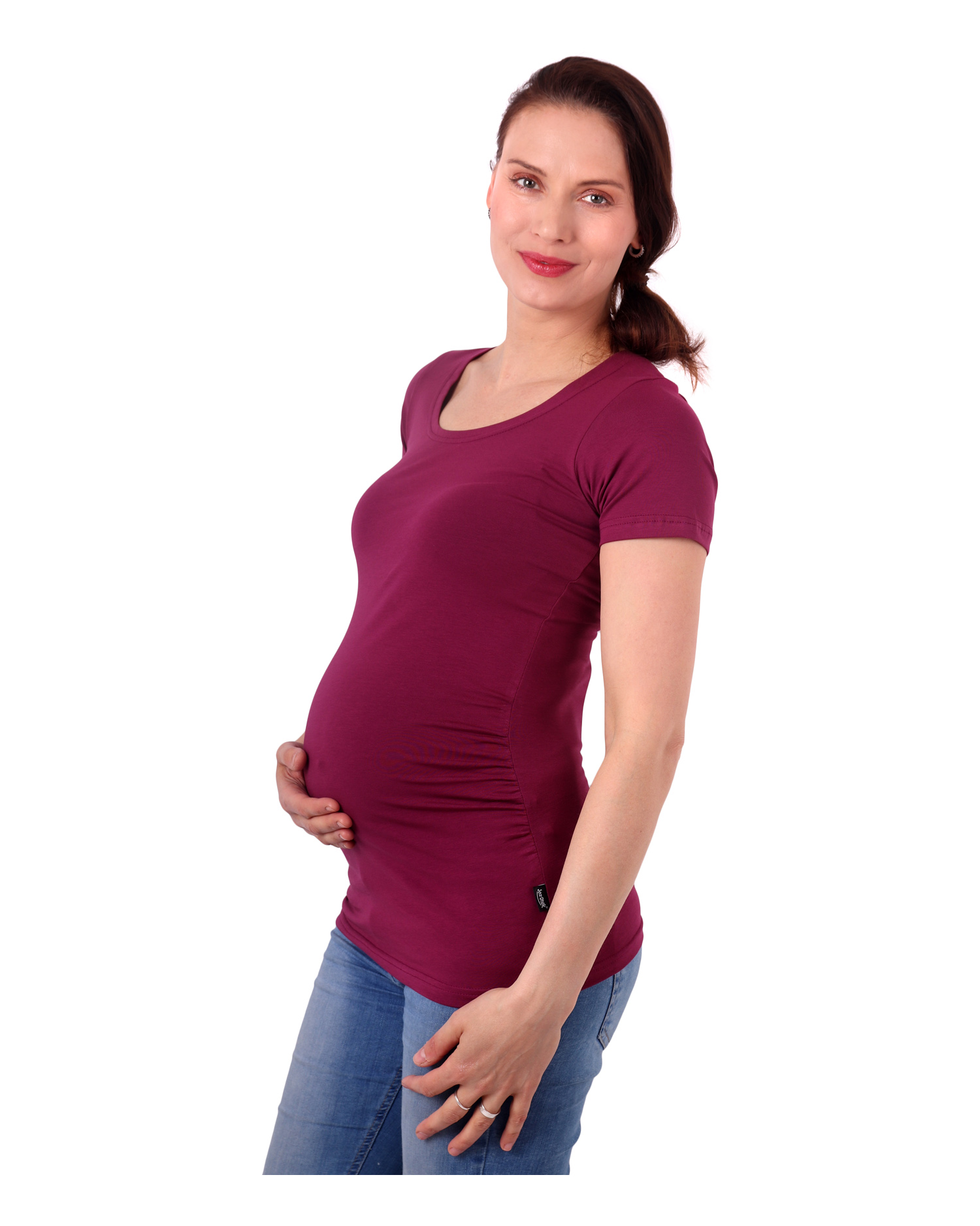 Maternity T-shirt Johanka, short sleeves, cyclamen