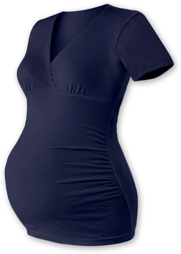 Těhotenská tunika Barbora, krátký rukáv, tmavě modrá