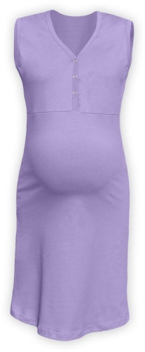 Nočná košeľa na dojčenie rozopínacia Cecília, bez rukávov, levanduľovo fialová