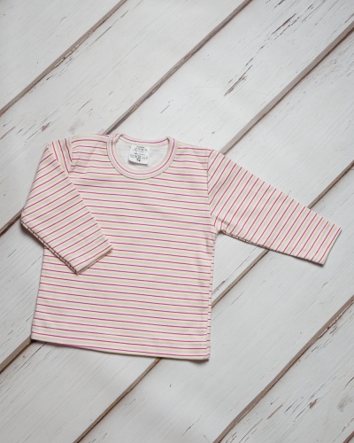 Tričko pre bábätká, dlhý rukáv, ružové pruhy 74