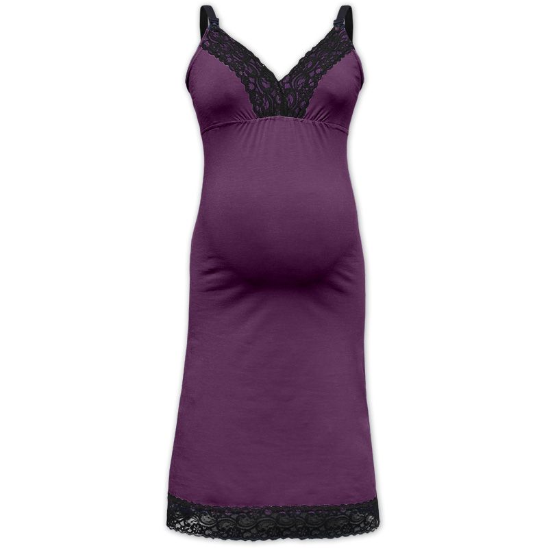Nightdress with lace, for pregnant and breast-feeding women Jana, PLUM VIOLET