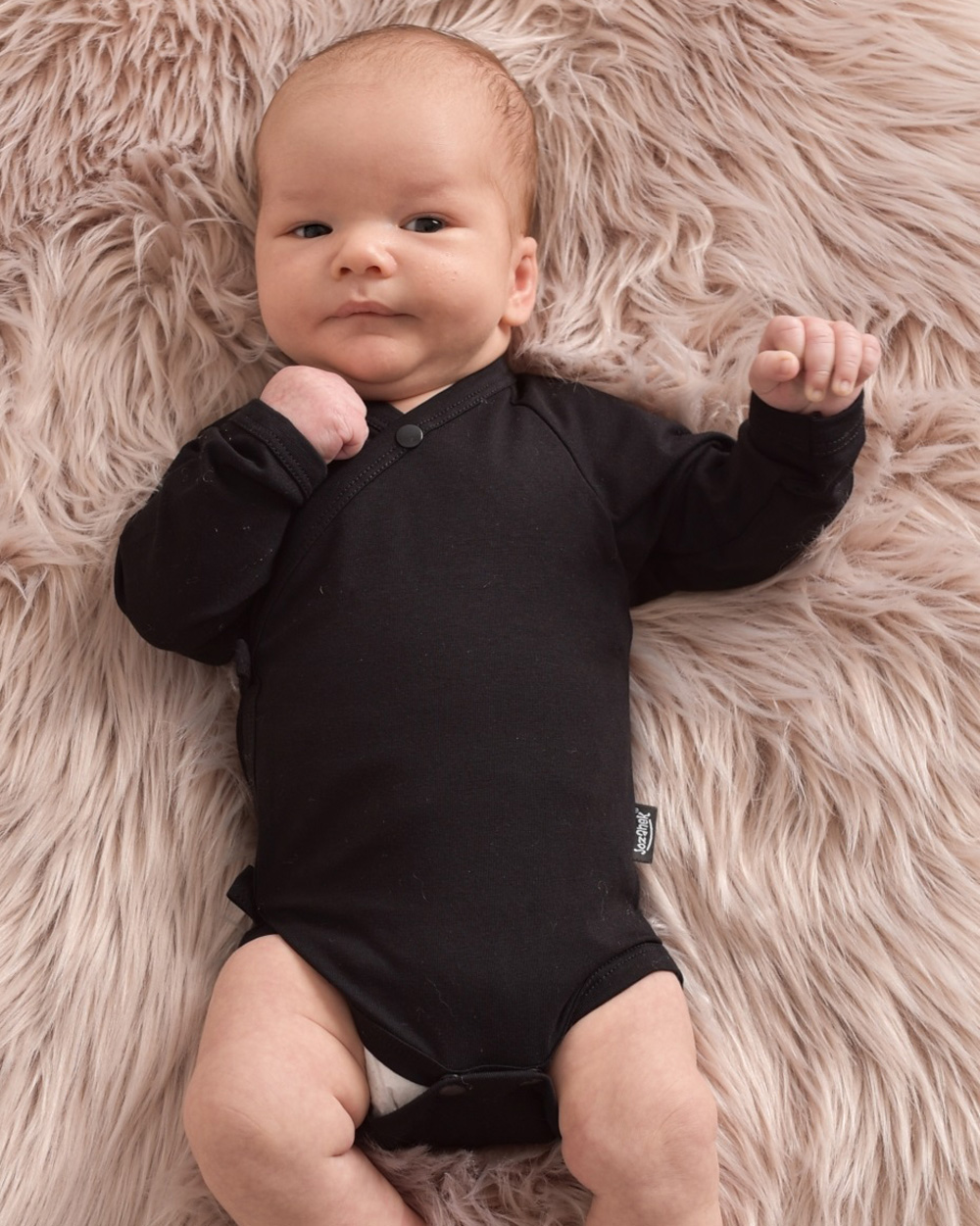 Baby wrap bodysuit onesie, black