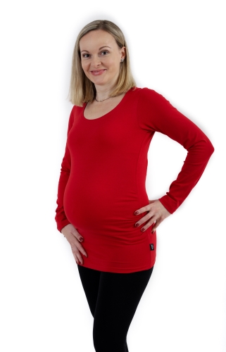 Maternity T-shirt Johanka, long sleeve, RED
