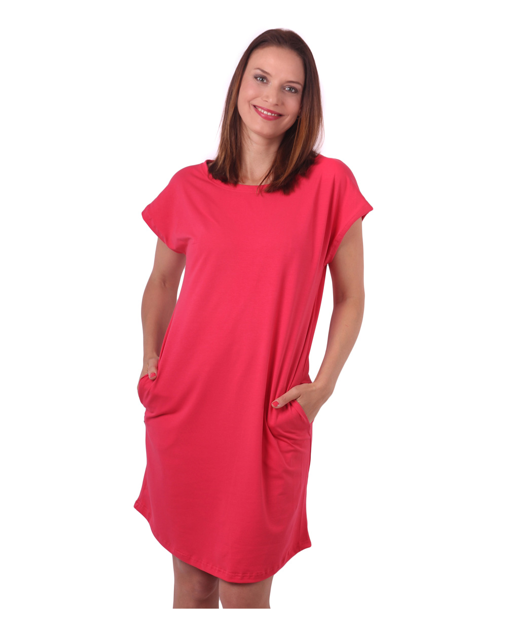 Women's dress with pockets Zoe, oversized loose fit, salmon pink
