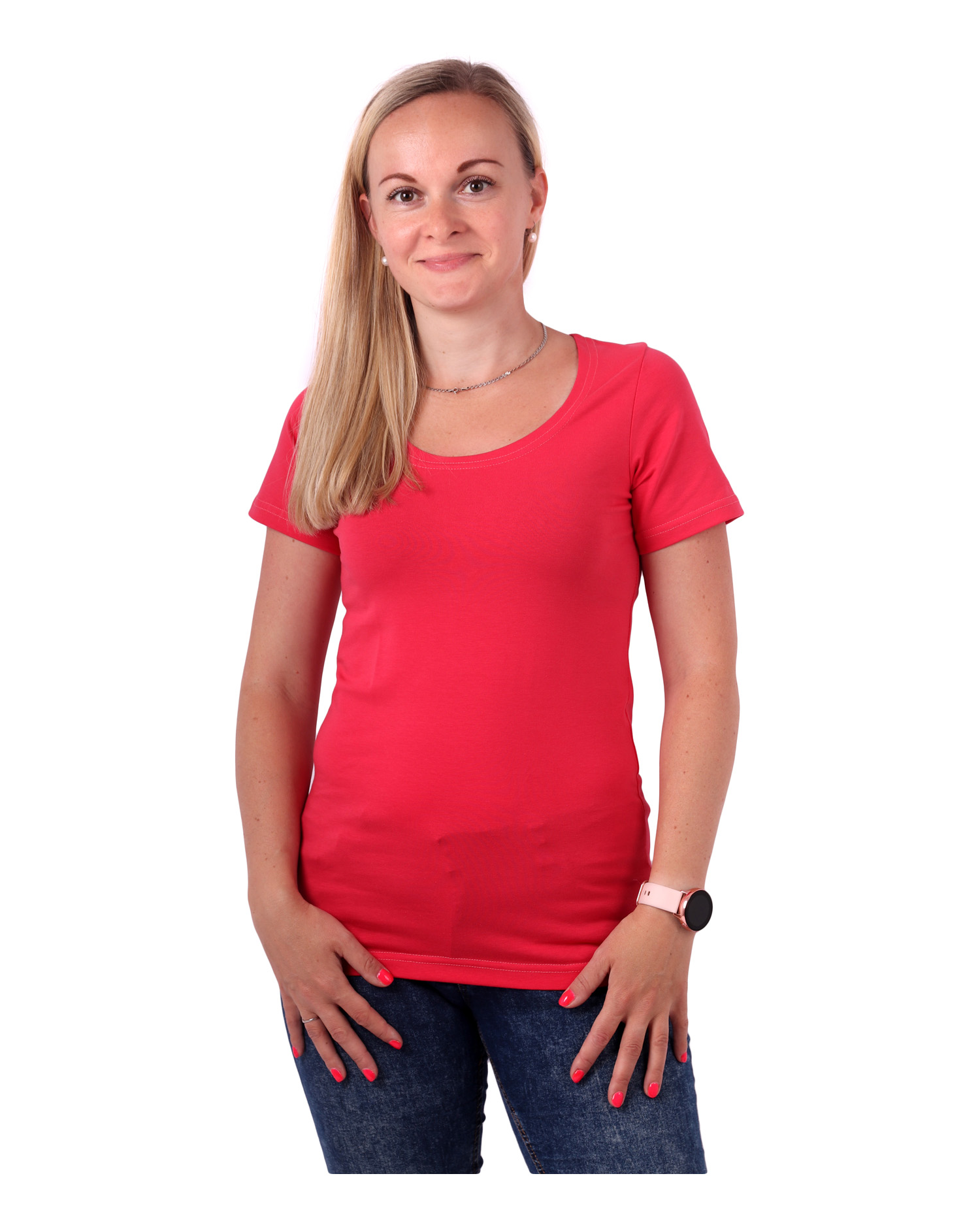 Dámské tričko Brigita, krátký rukáv, lososově růžová