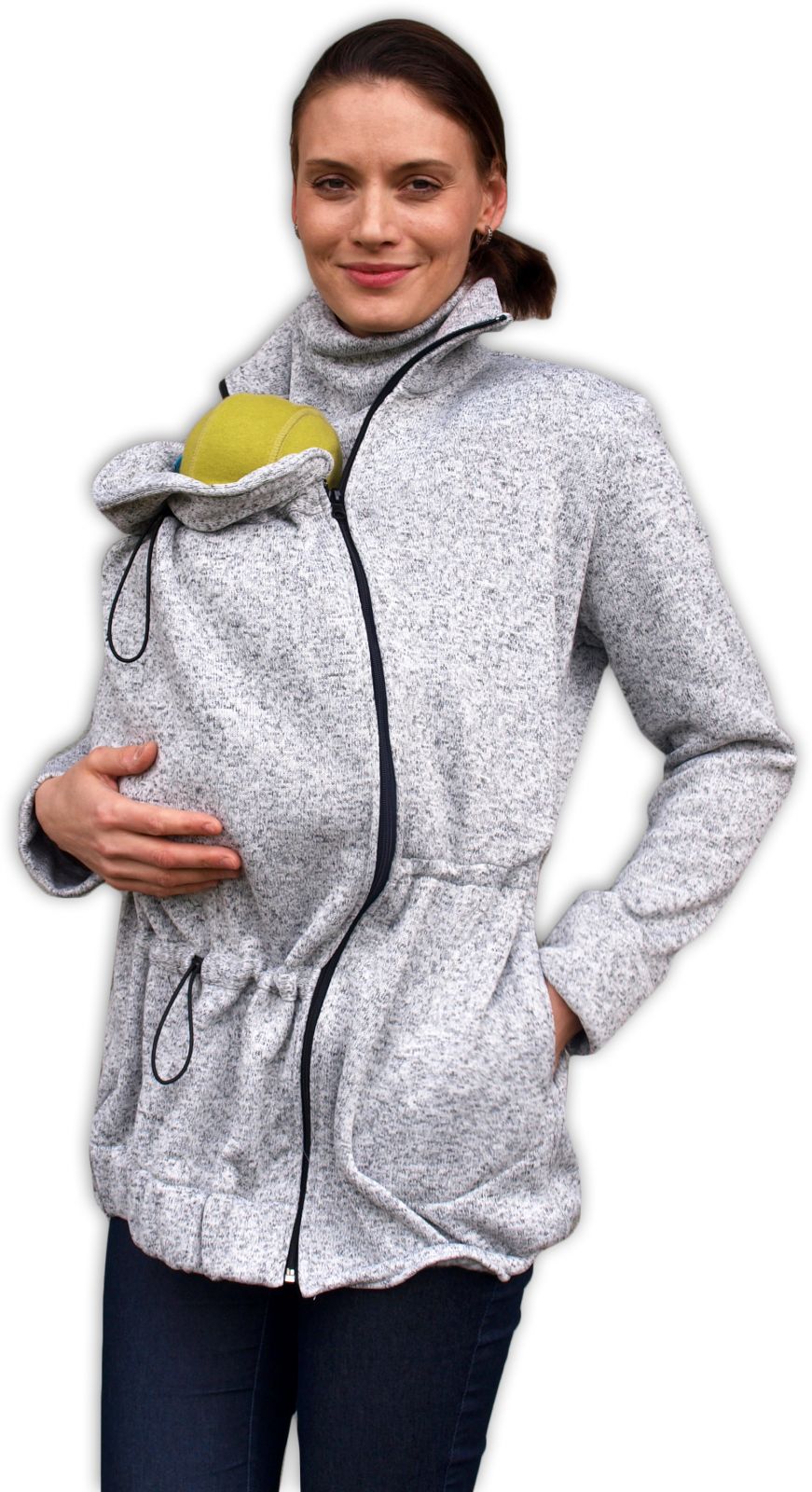 Nosící svetr Renata (přední nošení), šedý melír