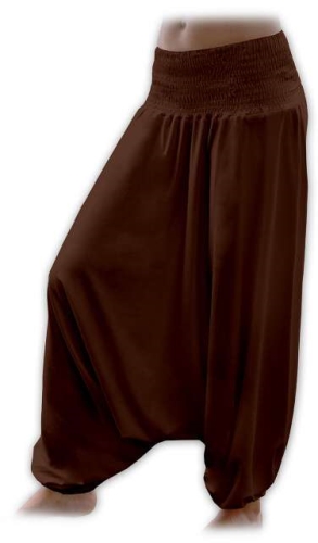 Těhotenské turecké kalhoty, hnědé